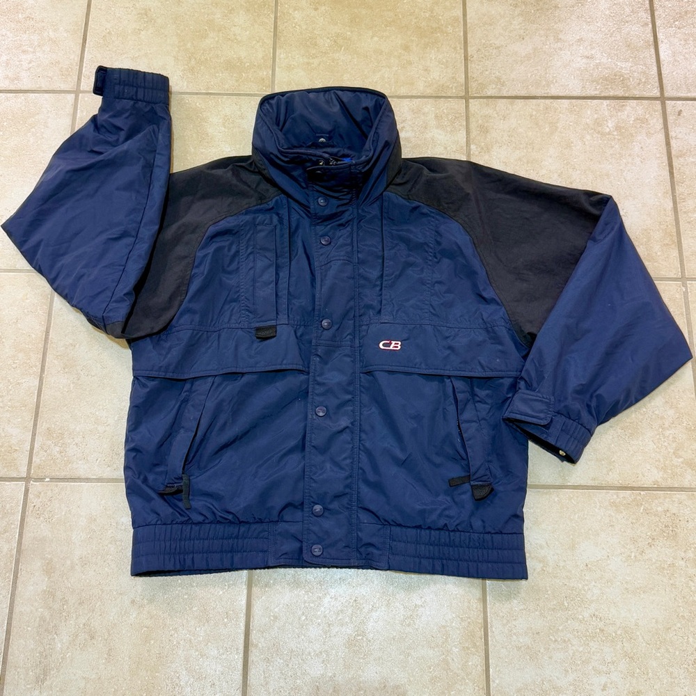 Vintage CB Sports Bomber Jacket Blue Men's Winter Ski Retro Full Zip